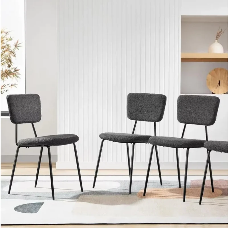 Set 4 Sedie Sala da Pranzo Imbottite Impilabili Bouclè 44x44x83 cm