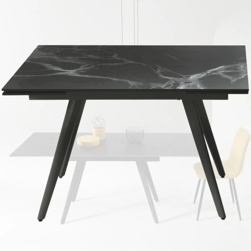 Tavolo da Pranzo Allungabile in Pietra Sinterizzata Effetto Marmo,120/180x80x76 cm