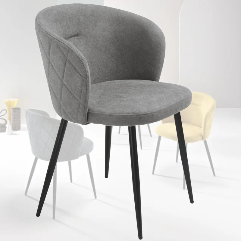 Sedia Sala da Pranzo, Poltrona in Tessuto Imbottito 56x55x78 cm