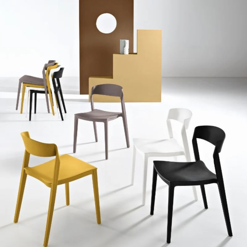 Set 2 Sedie Sala da Pranzo, Cucina, Impilabili in Polipropilene 46x52x77 cm