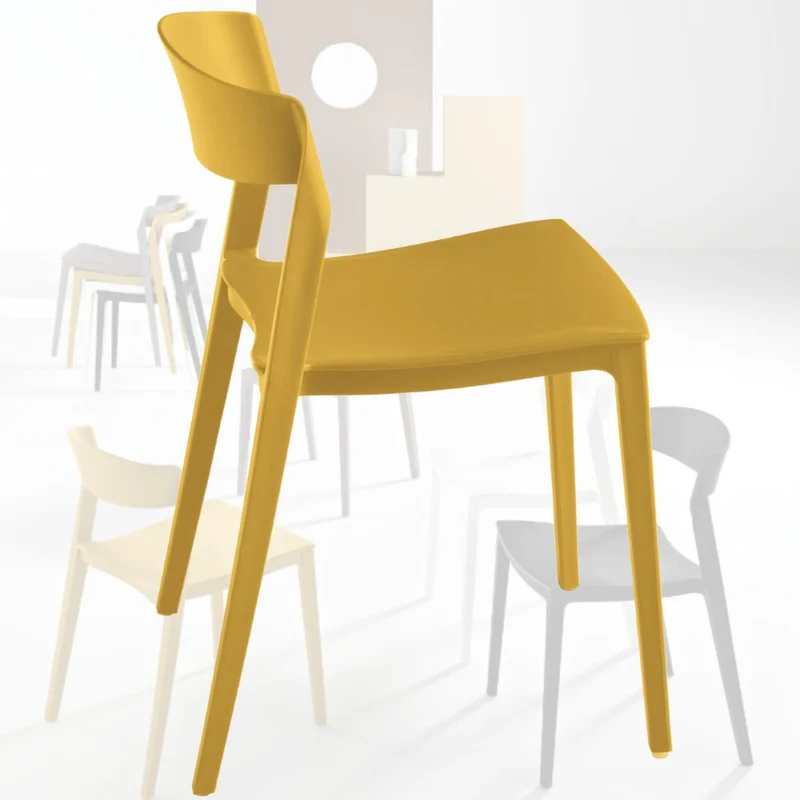 Set 2 Sedie Sala da Pranzo, Cucina, Impilabili in Polipropilene 46x52x77 cm
