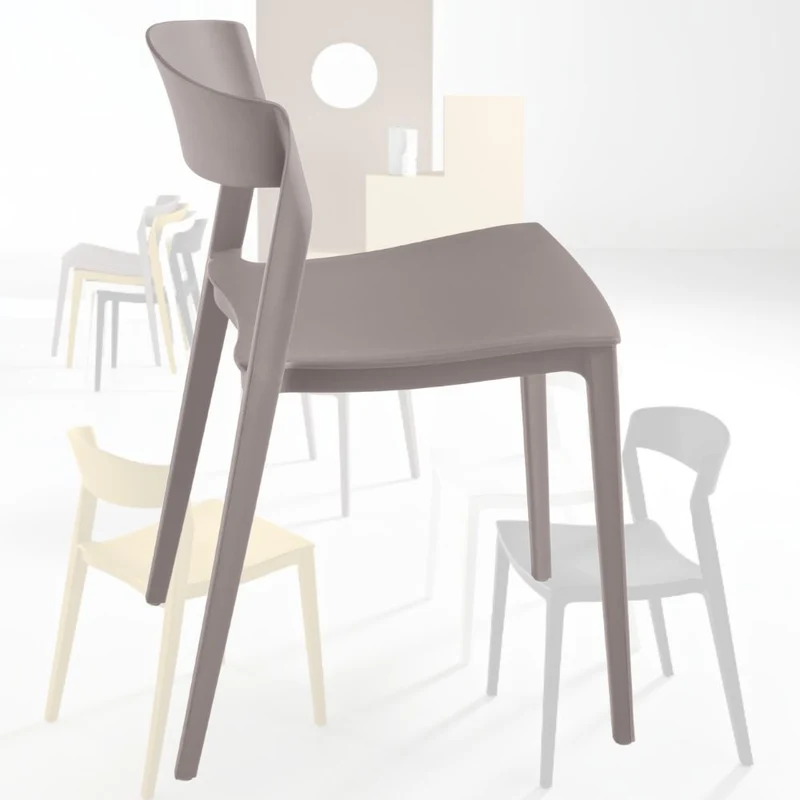 Set 2 Sedie Sala da Pranzo, Cucina, Impilabili in Polipropilene 46x52x77 cm