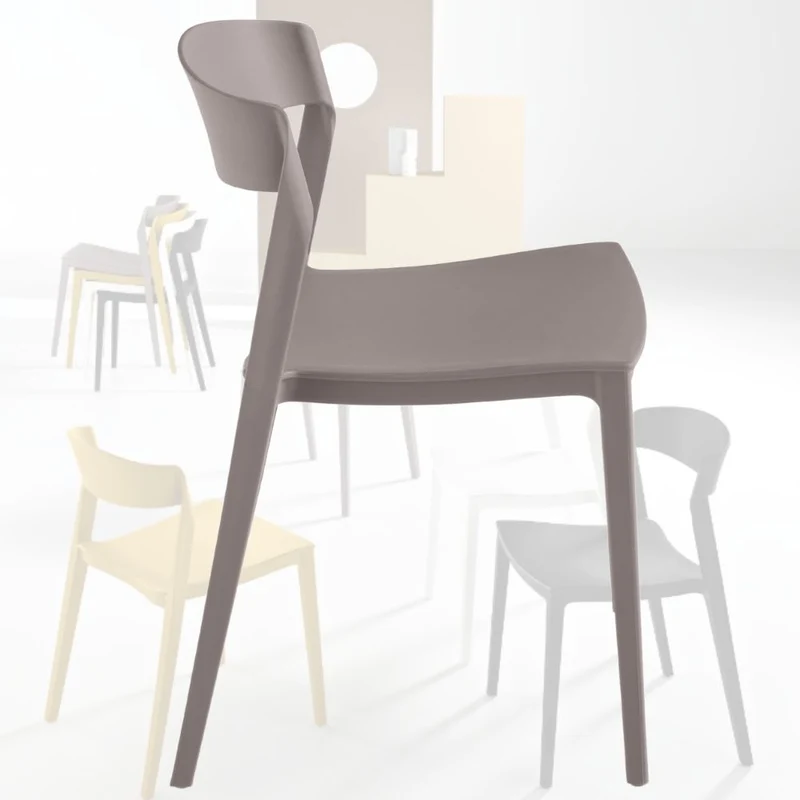 Set 2 Sedie Sala da Pranzo, Cucina, Impilabili in Polipropilene 46x52x77 cm