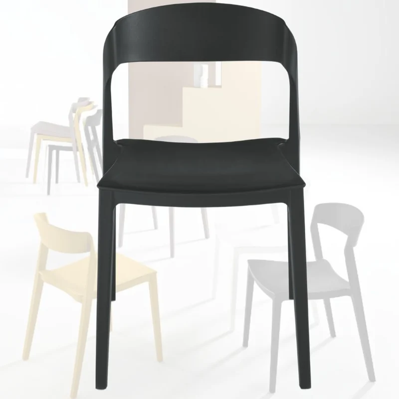 Set 2 Sedie Sala da Pranzo, Cucina, Impilabili in Polipropilene 46x52x77 cm