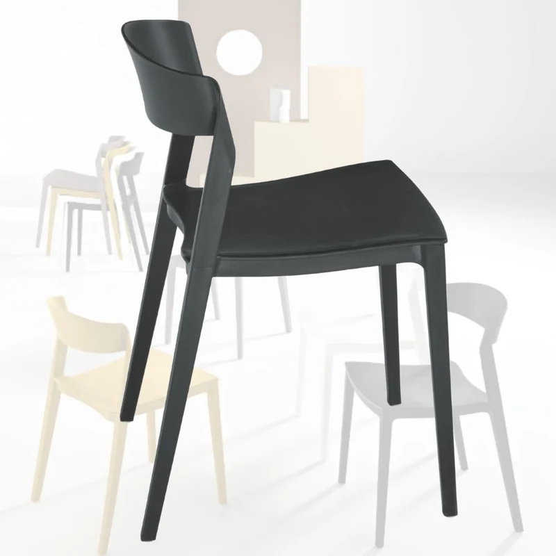 Set 2 Sedie Sala da Pranzo, Cucina, Impilabili in Polipropilene 46x52x77 cm