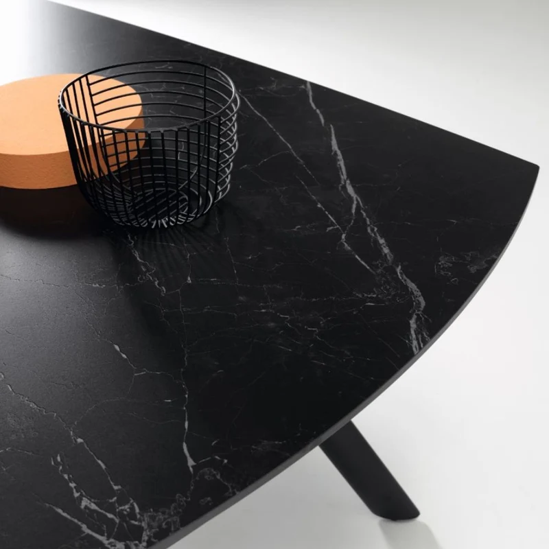 Tavolo da Pranzo Allungabile Ripiano Pietra Sinterizzata 140/210x90x76 cm