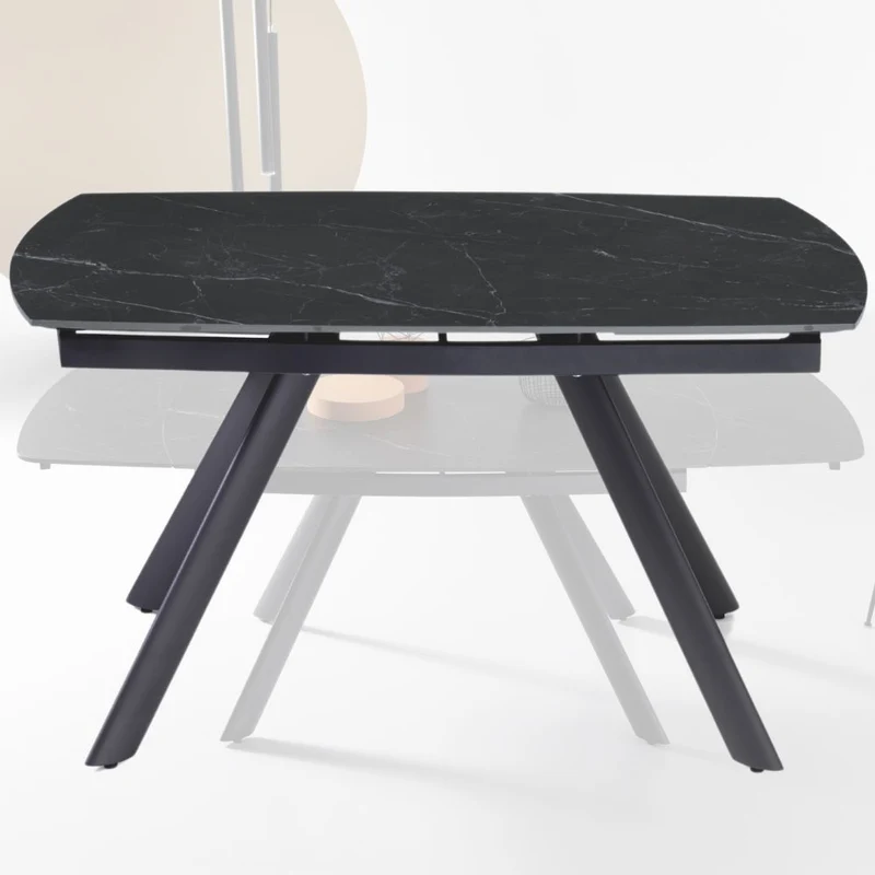 Tavolo da Pranzo Allungabile Ripiano Pietra Sinterizzata 140/210x90x76 cm