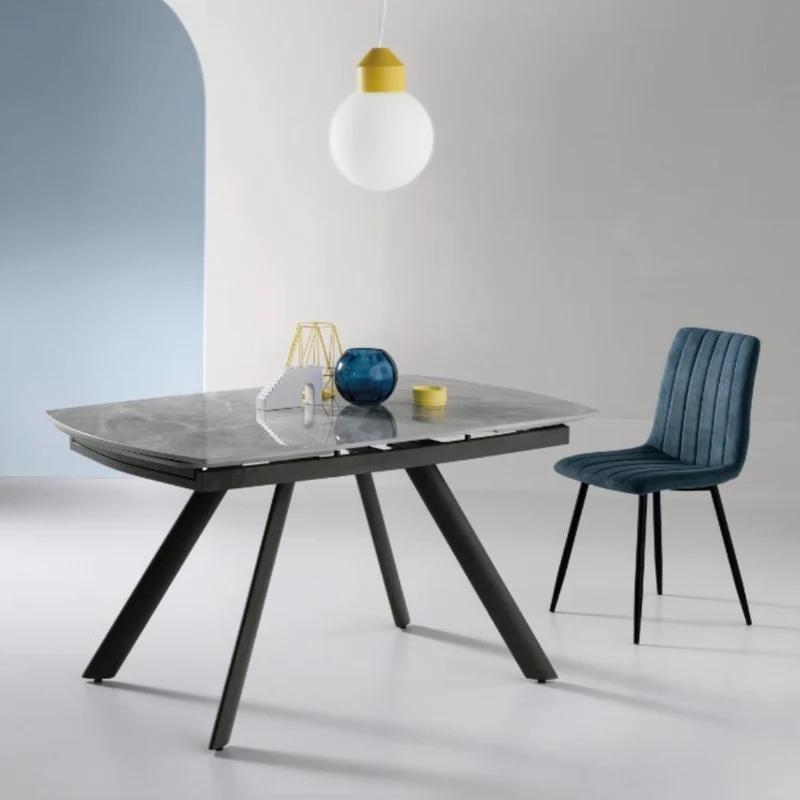 Tavolo da Pranzo Allungabile Ripiano Pietra Sinterizzata 140/210x90x76 cm