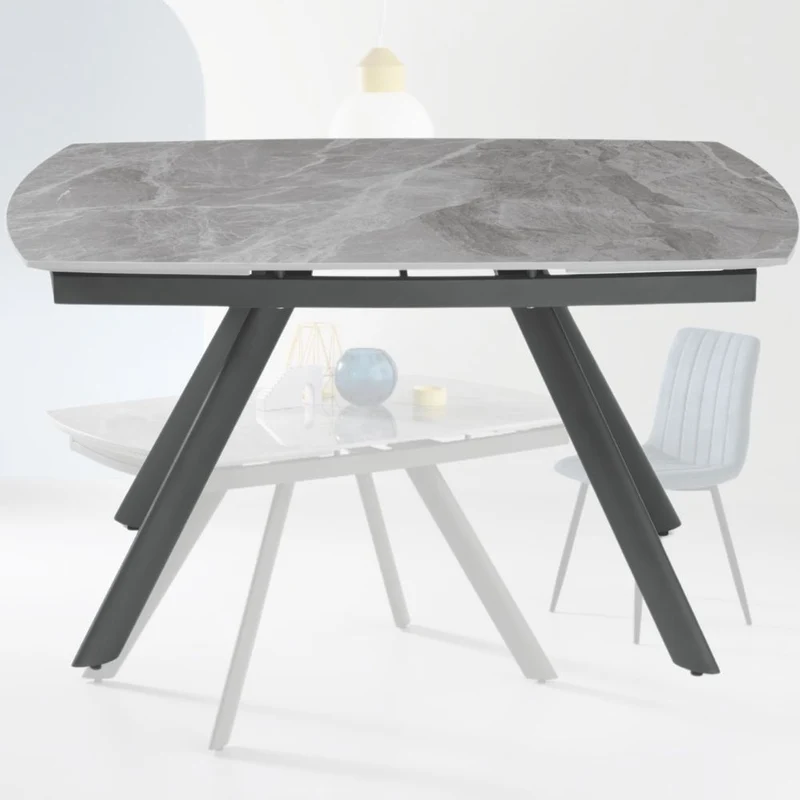 Tavolo da Pranzo Allungabile Ripiano Pietra Sinterizzata 140/210x90x76 cm