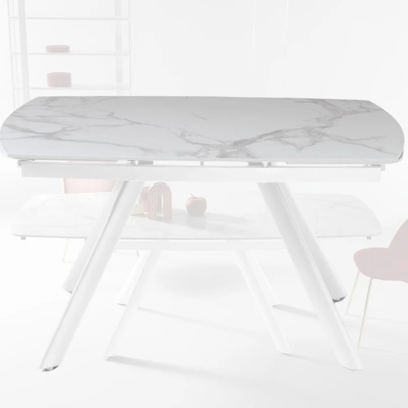 Tavolo da Pranzo Allungabile Ripiano Pietra Sinterizzata 140/210x90x76 cm