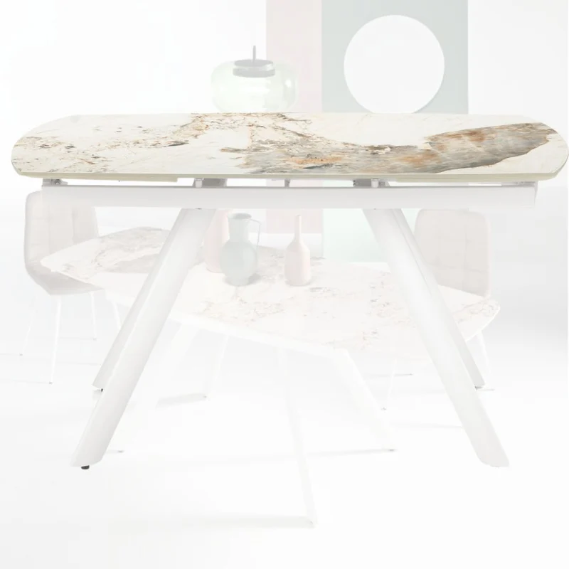 Tavolo da Pranzo Allungabile Ripiano Pietra Sinterizzata 140/210x90x76 cm