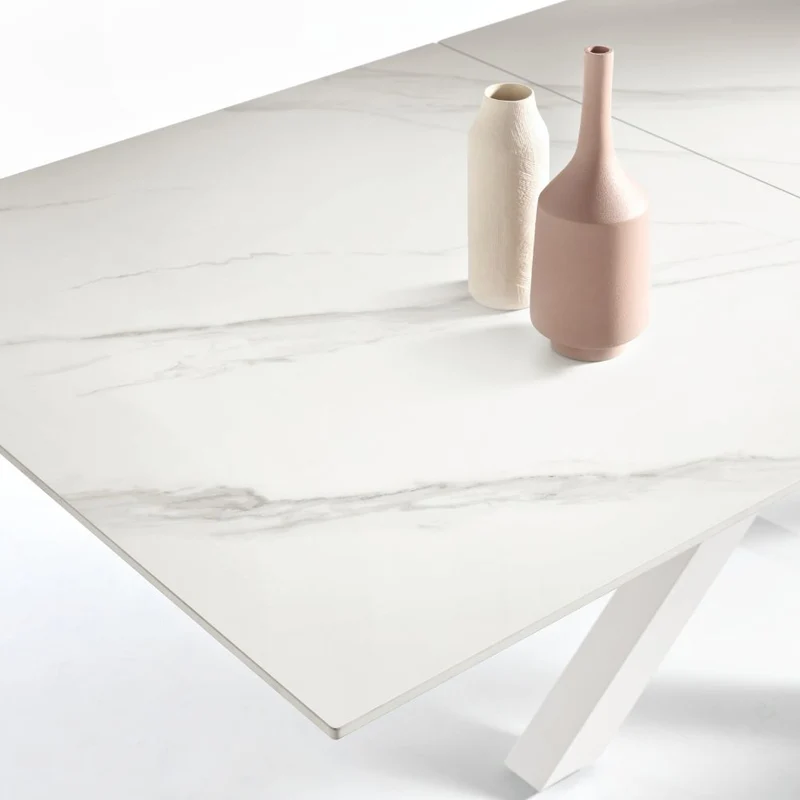 Tavolo da Pranzo Allungabile in Pietra Effetto Marmo 180/240x100x76 cm