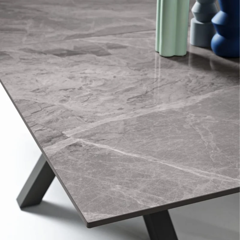 Tavolo da Pranzo Allungabile in Pietra Effetto Marmo 180/240x100x76 cm