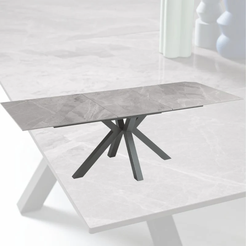 Tavolo da Pranzo Allungabile in Pietra Effetto Marmo 180/240x100x76 cm