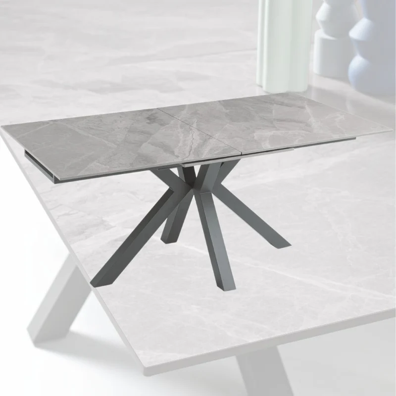 Tavolo da Pranzo Allungabile in Pietra Effetto Marmo 180/240x100x76 cm
