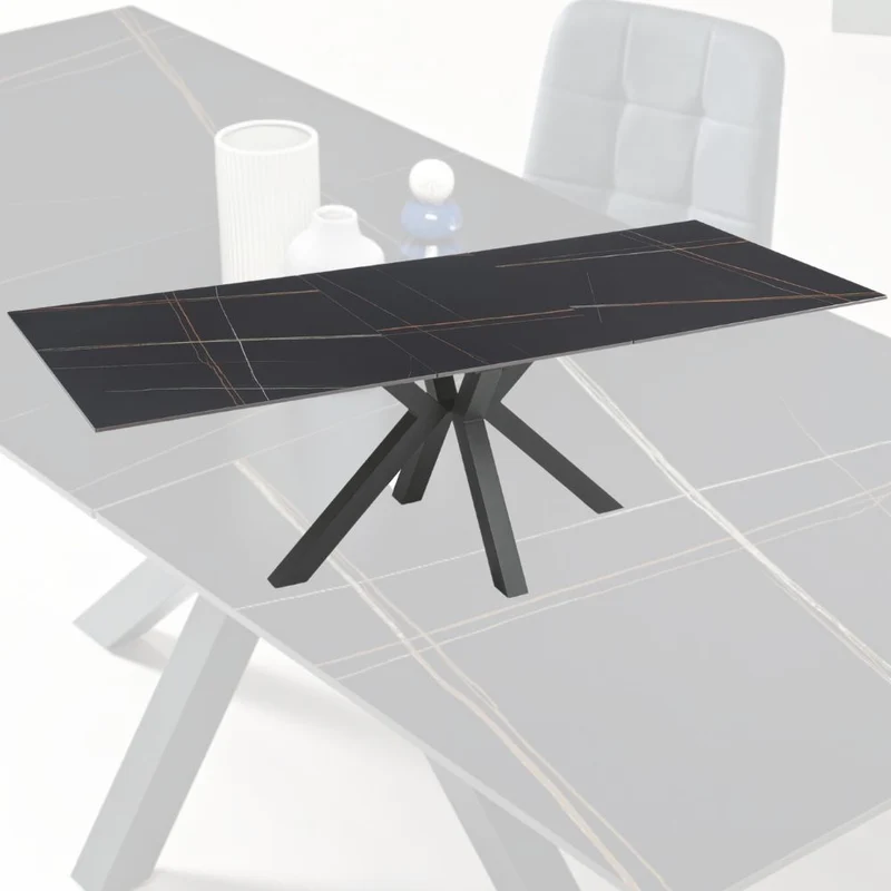 Tavolo da Pranzo Allungabile in Pietra Effetto Marmo 180/240x100x76 cm