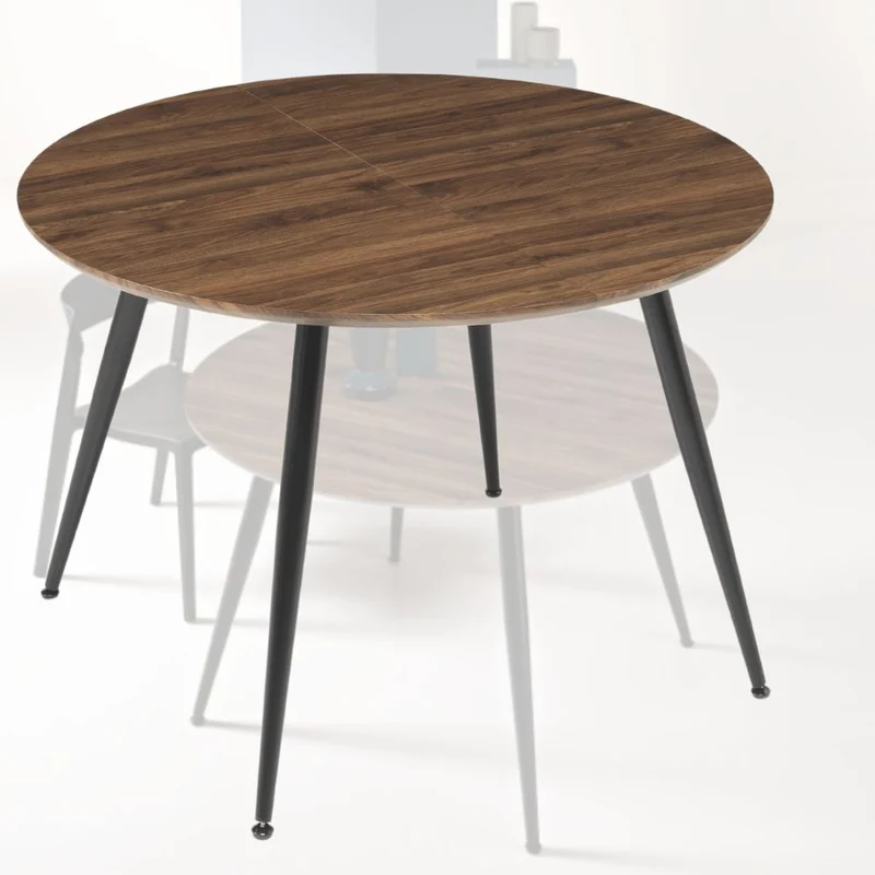 Tavolo da Pranzo Allungabile Rotondo in Legno MDF e Metallo, 120/160x120x74 cm