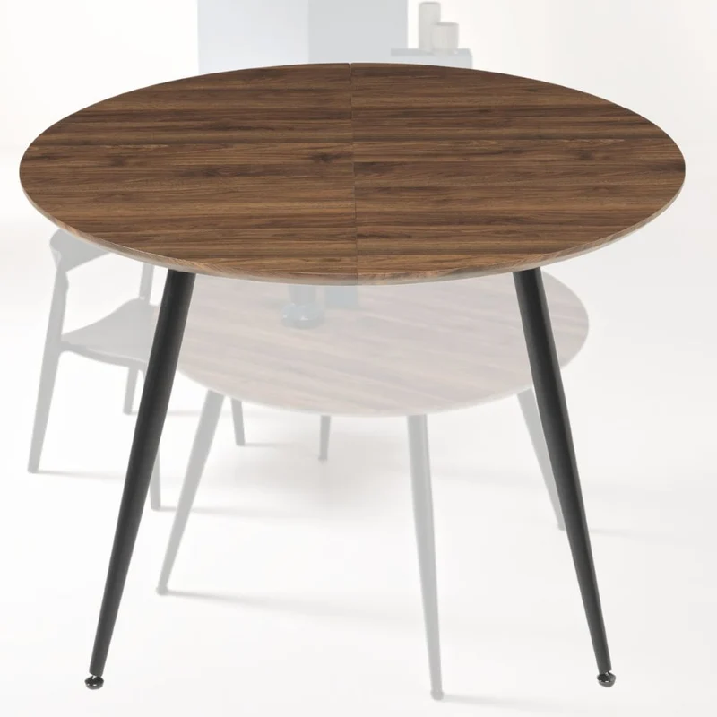 Tavolo da Pranzo Allungabile Rotondo in Legno MDF e Metallo, 120/160x120x74 cm