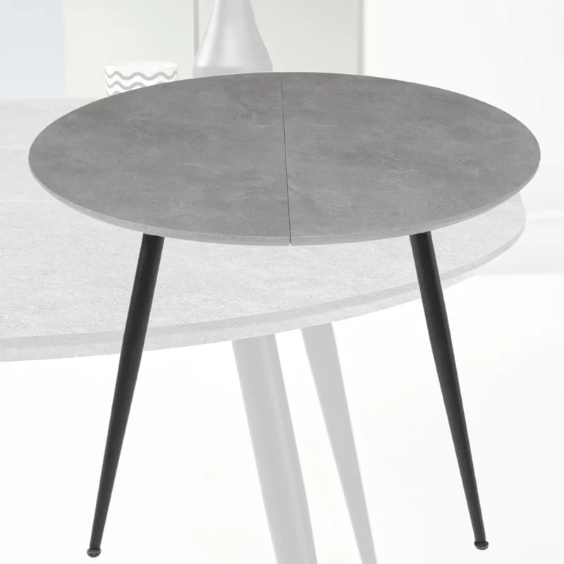 Tavolo da Pranzo Allungabile Rotondo in Legno MDF e Metallo, 120/160x120x74 cm
