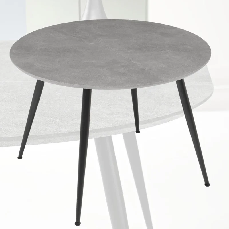 Tavolo da Pranzo Allungabile Rotondo in Legno MDF e Metallo, 120/160x120x74 cm