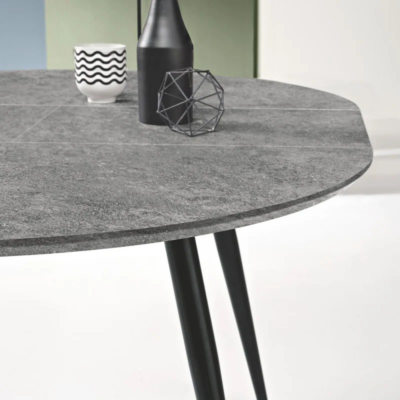 Tavolo da Pranzo Allungabile Rotondo in Legno MDF e Metallo, 120/160x120x74 cm