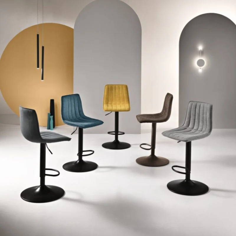 Set 2 Sgabelli Girevoli con Poggiapiedi, Altezza Regolabile cm 45x45x90