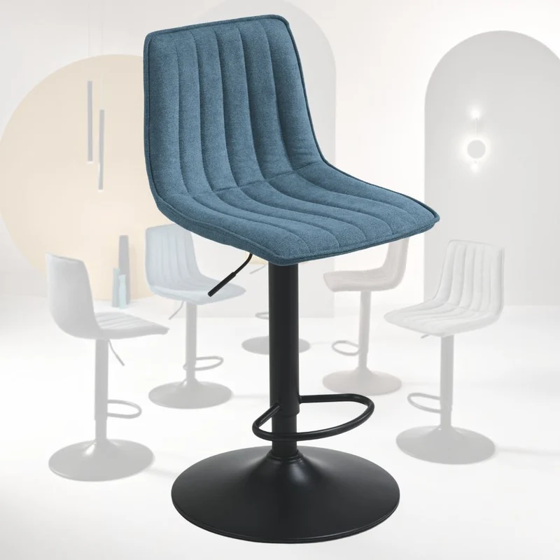 Set 2 Sgabelli Girevoli con Poggiapiedi, Altezza Regolabile cm 45x45x90