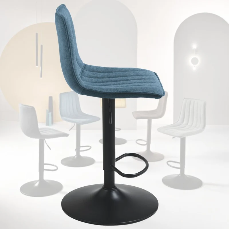 Set 2 Sgabelli Girevoli con Poggiapiedi, Altezza Regolabile cm 45x45x90