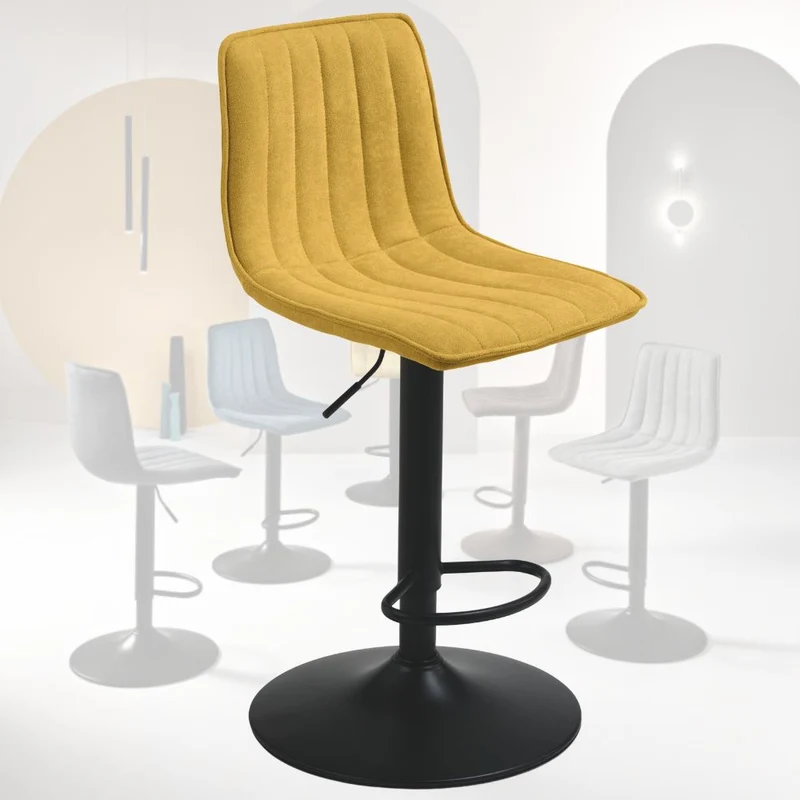 Set 2 Sgabelli Girevoli con Poggiapiedi, Altezza Regolabile cm 45x45x90