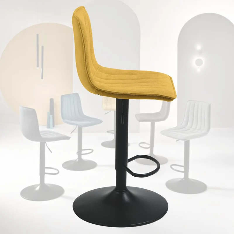 Set 2 Sgabelli Girevoli con Poggiapiedi, Altezza Regolabile cm 45x45x90