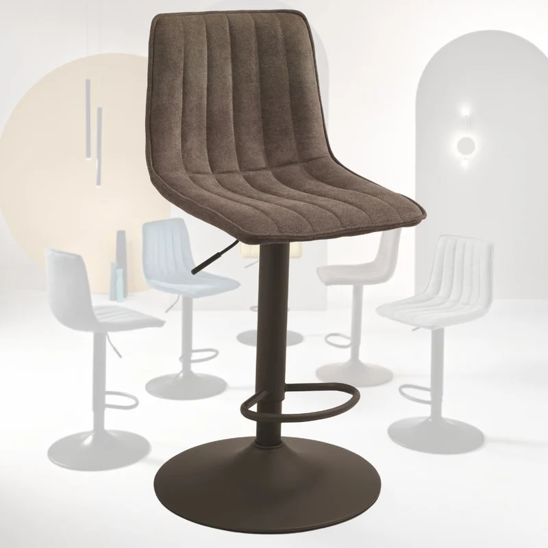 Set 2 Sgabelli Girevoli con Poggiapiedi, Altezza Regolabile cm 45x45x90