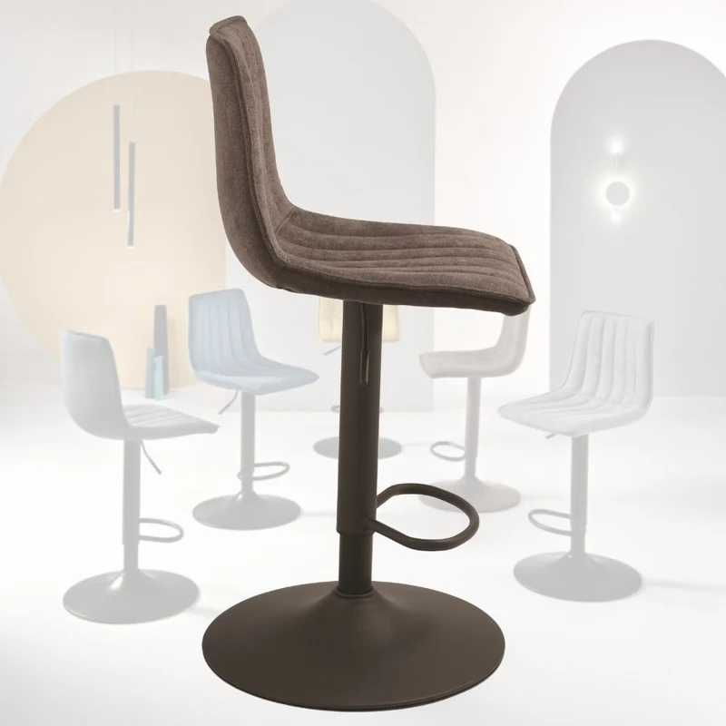 Set 2 Sgabelli Girevoli con Poggiapiedi, Altezza Regolabile cm 45x45x90