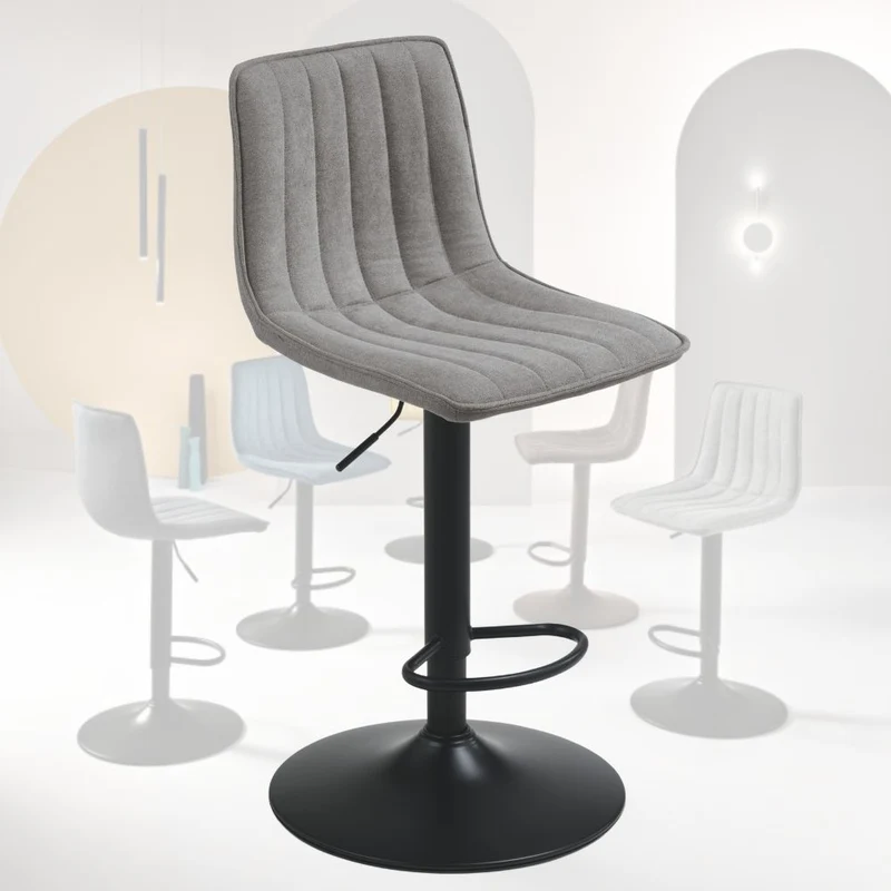 Set 2 Sgabelli Girevoli con Poggiapiedi, Altezza Regolabile cm 45x45x90