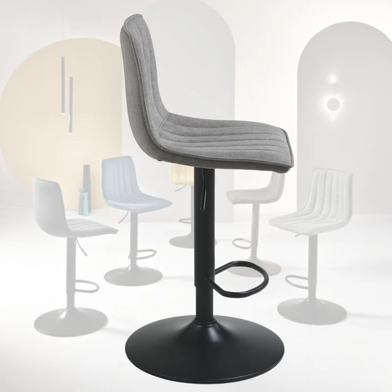 Set 2 Sgabelli Girevoli con Poggiapiedi, Altezza Regolabile cm 45x45x90