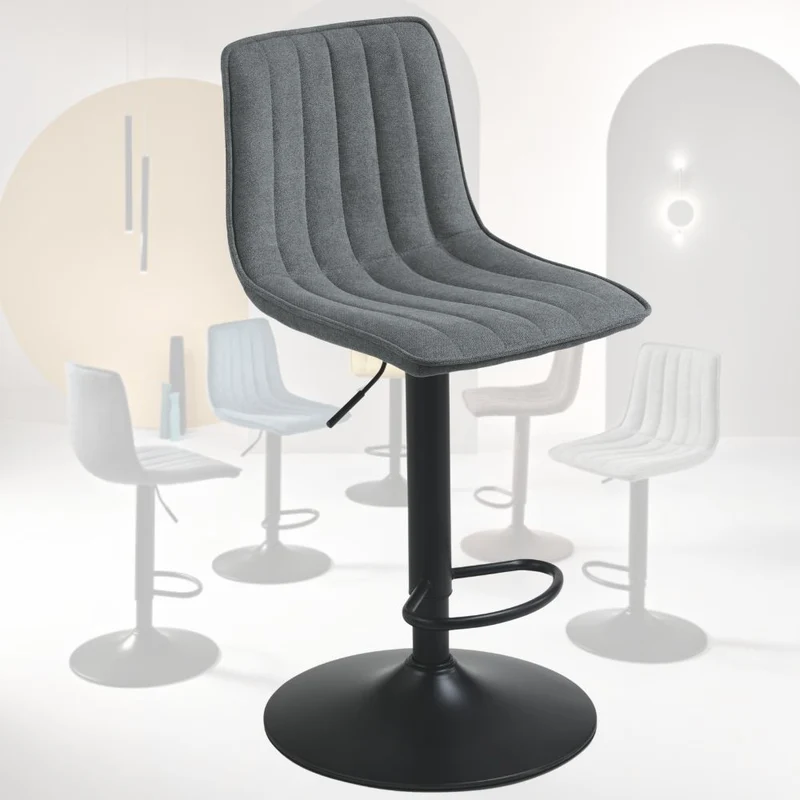 Set 2 Sgabelli Girevoli con Poggiapiedi, Altezza Regolabile cm 45x45x90
