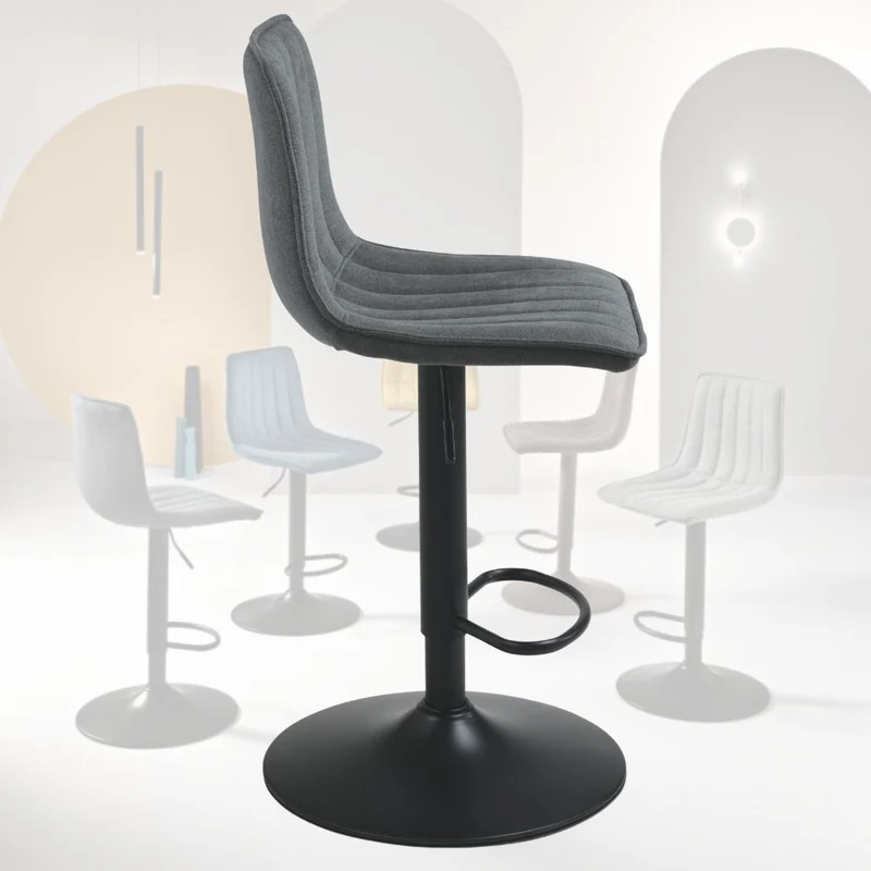 Set 2 Sgabelli Girevoli con Poggiapiedi, Altezza Regolabile cm 45x45x90