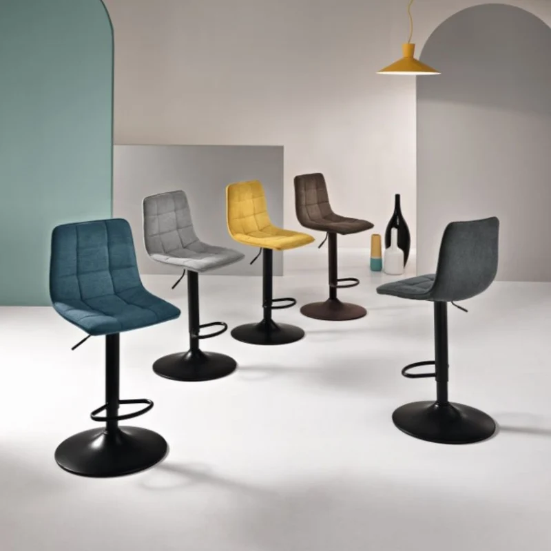 Set 2 Sgabelli con Poggiapiedi, Girevoli, Altezza Regolabile, cm 45x45x91