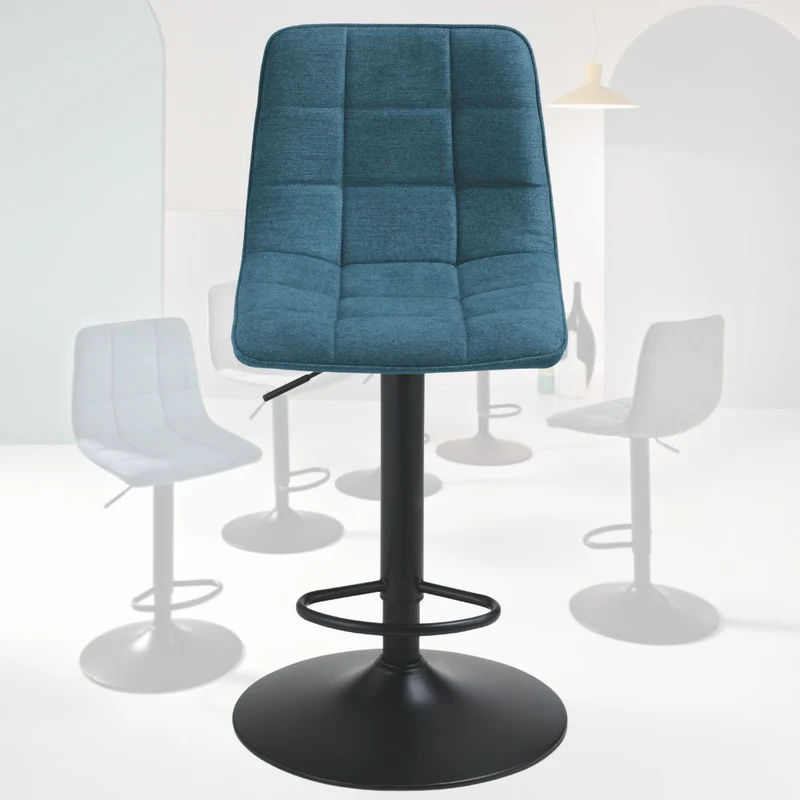 Set 2 Sgabelli con Poggiapiedi, Girevoli, Altezza Regolabile, cm 45x45x91