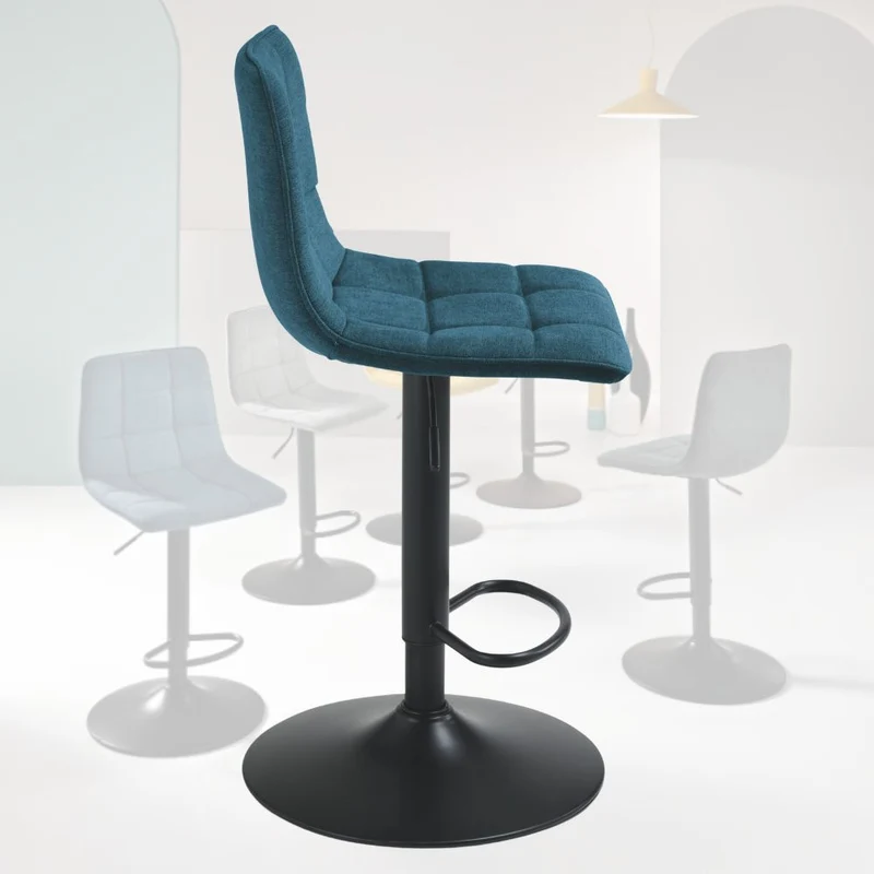 Set 2 Sgabelli con Poggiapiedi, Girevoli, Altezza Regolabile, cm 45x45x91