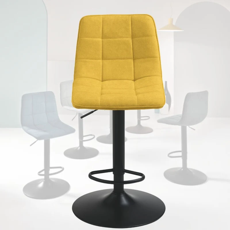 Set 2 Sgabelli con Poggiapiedi, Girevoli, Altezza Regolabile, cm 45x45x91