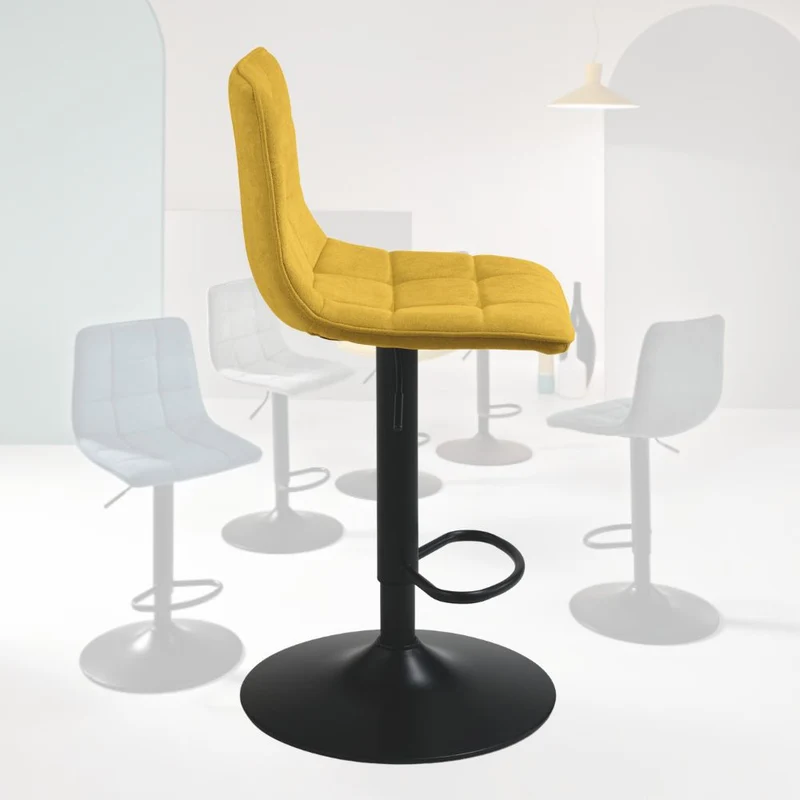 Set 2 Sgabelli con Poggiapiedi, Girevoli, Altezza Regolabile, cm 45x45x91