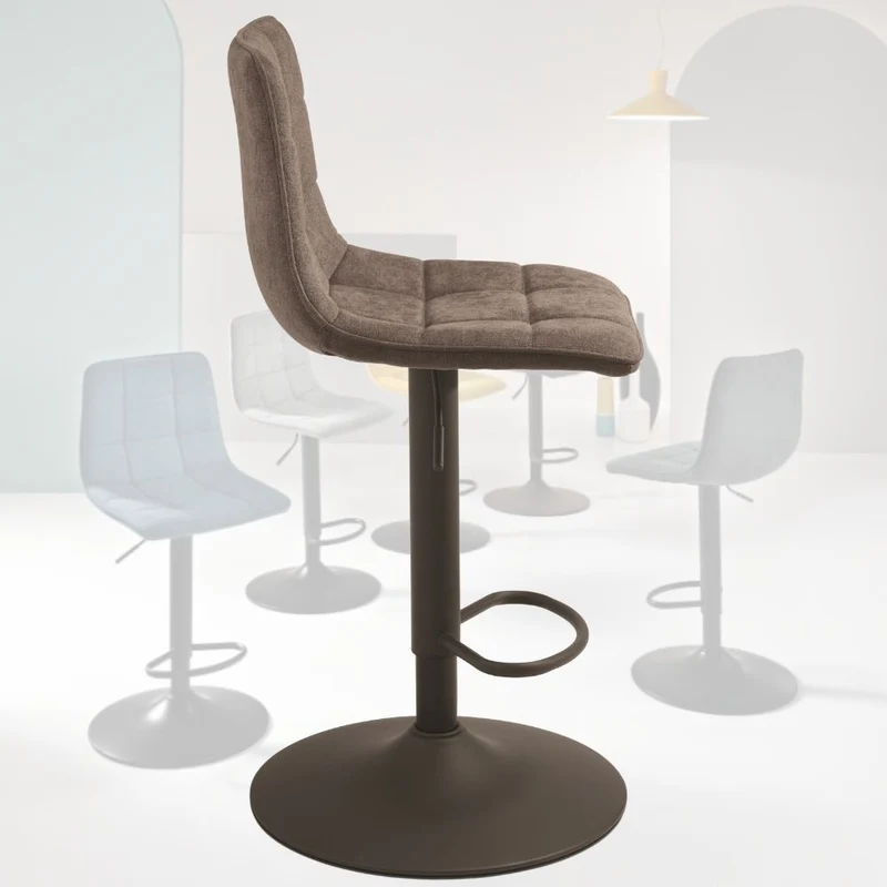 Set 2 Sgabelli con Poggiapiedi, Girevoli, Altezza Regolabile, cm 45x45x91