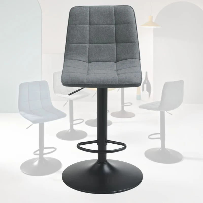 Set 2 Sgabelli con Poggiapiedi, Girevoli, Altezza Regolabile, cm 45x45x91