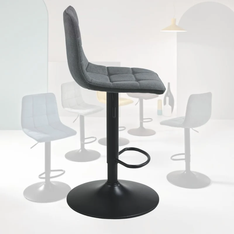 Set 2 Sgabelli con Poggiapiedi, Girevoli, Altezza Regolabile, cm 45x45x91