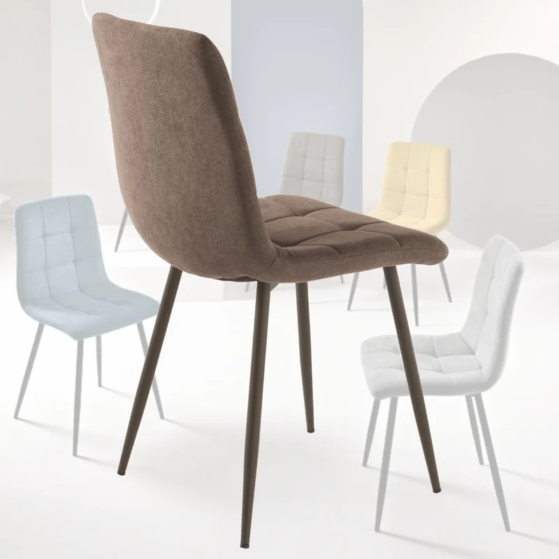 Set 4 Sedie Sala da Pranzo Imbottite in Tessuto cm 45x53x88h