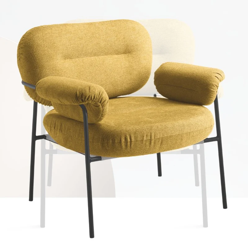Poltrona Salotto e Soggiorno con Braccioli Imbottiti in Tessuto cm 80x74