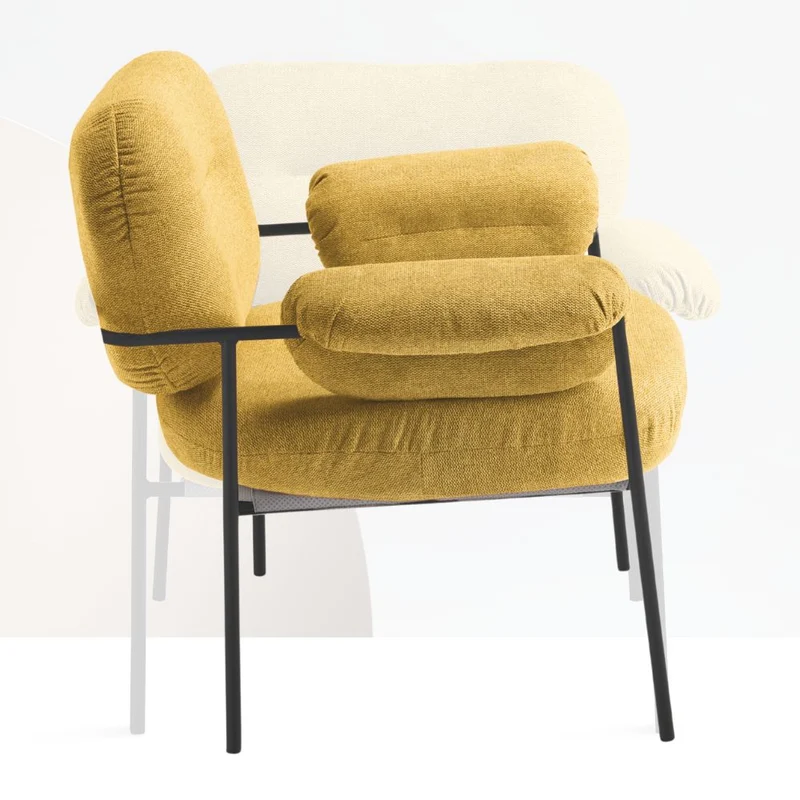 Poltrona Salotto e Soggiorno con Braccioli Imbottiti in Tessuto cm 80x74