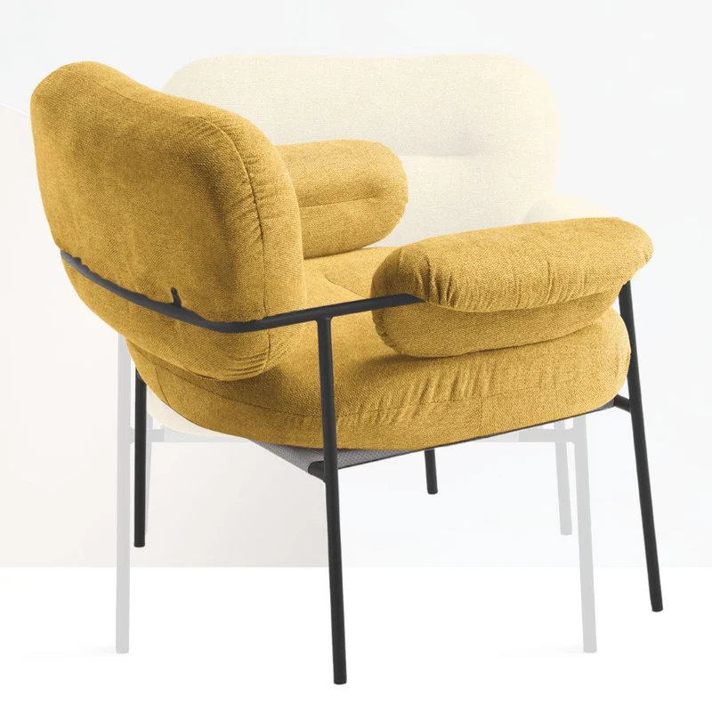 Poltrona Salotto e Soggiorno con Braccioli Imbottiti in Tessuto cm 80x74