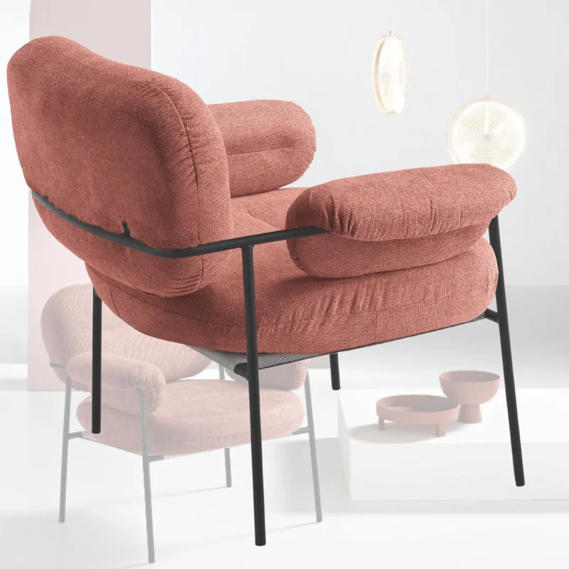 Poltrona Salotto e Soggiorno con Braccioli Imbottiti in Tessuto cm 80x74