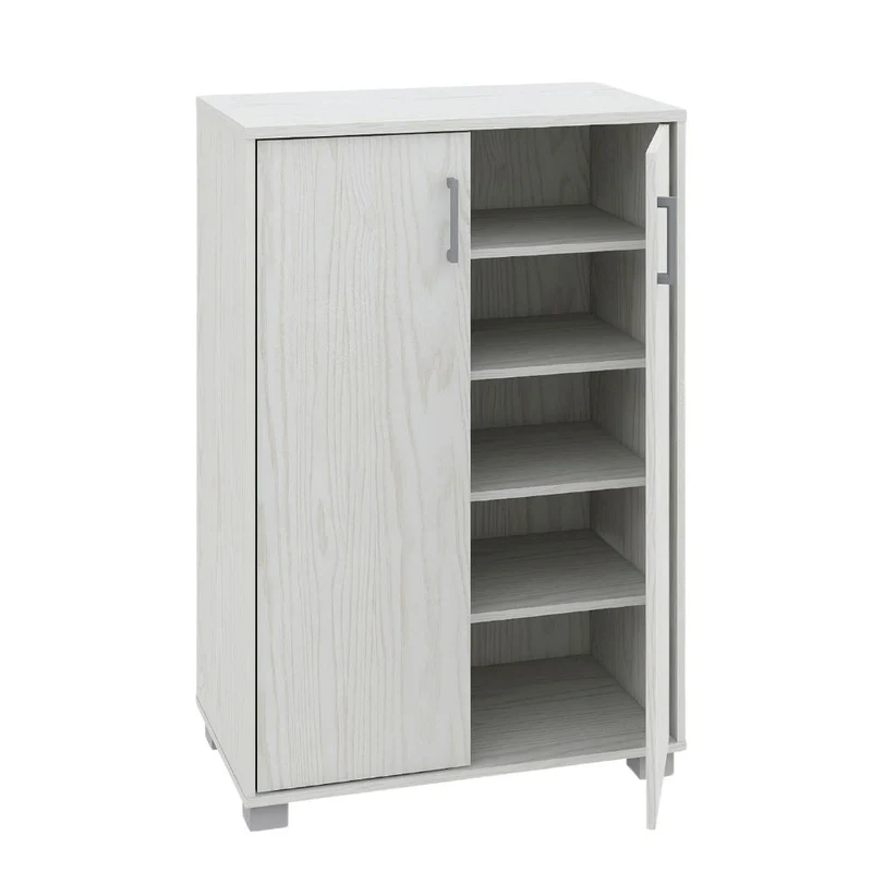 Mobile Multiuso da Casa e Ufficio 2 Ante 5 Ripiani, Armadio Salvaspazio in Legno MDF, Design Moderno - Bianco 60x35x90 cm